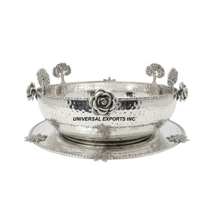 Tazón de Chocolate Martillado con Diseño de Luna y Estrella, con Bandeja Plateada, Diseño de Lujo, Nuevo, Venta al por Mayor, Tazón de Chocolate de Metal - Product Image 4