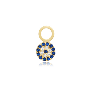 Round Shape Turkish Eye Design Sapphire Zircon Stone Single <b>Earring</b> Charm Turkish Handmade Wholesale 925 Sterling Silver Jewelry - Product Image 3