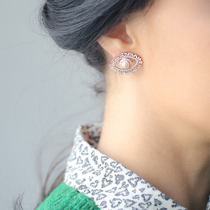 Pendientes de Botón con Circonita en Forma de Baguette, Hechos a Mano en Turquía, Joyería de Plata de Ley 925 al por Mayor - Product Image 2