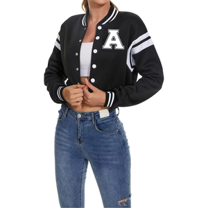 Veste de baseball universitaire en laine/polyester de qualité supérieure pour femmes coupe ajustée respirante broderie de logo personnalisé en gros - Product Image 2