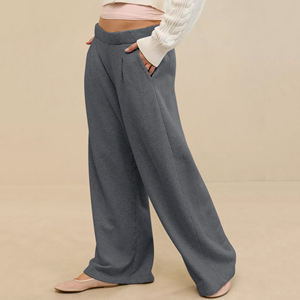 Joggers en coton éponge français personnalisés pantalons de survêtement à jambes larges pour femmes pantalons de survêtement baggy à jambes droites pantalons <span class=keywords><strong>taille</strong></span> <span class=keywords><strong>haute</strong></span> pour femmes - Product Image 2
