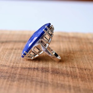 Handmade Designer Vintage <b>Ring</b> Blue <b>Lapis</b> <b>Lazuli</b> 925 Sterling Silver Gemstone Unique Jewelry Gift for Her - Product Image 3
