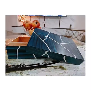 Boîtes à cadeaux sculptées en résine incrustée de feuilles Boîte à bijoux décorative pour la maison faite à la main Taille personnalisée Coquillage nacre - Product Image 5