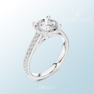 แหวนเพชรทรงกลมแบบคลัสเตอร์ ดีไซน์ทันสมัย ตัวเรือนทองคำขาว เหมาะสำหรับงานหมั้น งานแต่งงาน หรือโอกาสพิเศษ - Product Image 2