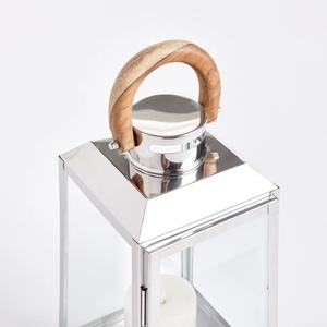 Stainless Steel Square <b>Lantern</b> With Wooden Handle Portable Home Decoration Candle Holder <b>Lantern</b> - Product Image 6