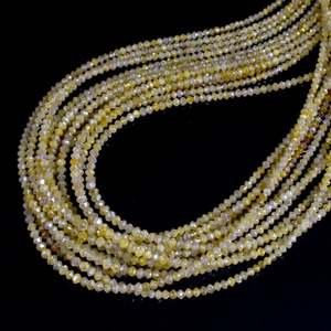Perles de diamant facettées AAA+ en forme de rondelle, 1,6-2,4 mm, diamant jaune avec facettes naturelles - Product Image 2