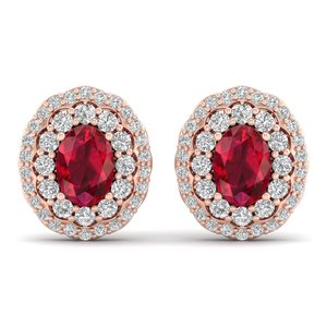 REYES Boucles d'oreilles en pierre précieuse rubis de 1.52 carats Bijoux de mode pour femmes en or 14K/18K étincelant avec diamant pour fêtes et cadeaux - Product Image 1