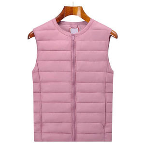 Customize High Quality Winter Coat Fashion <b>Women</b> Puffer Vest High Collar Down padded puffy cropped slim fit Vest <b>Gilet</b> OEM - Product Image 1