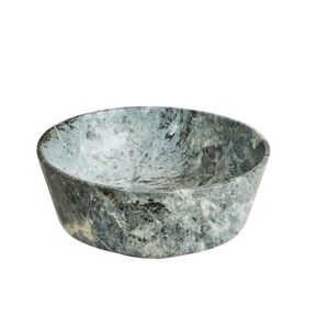 Bol à pied en marbre vert de luxe moderne bol de service en pierre naturelle fabriqué à la main pour les repas de fruits polis pour la cuisine de mariage - Product Image 5