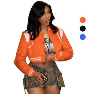 Vente en gros Logo personnalisé 2025 Vestes de baseball à rayures pour femmes, patchwork, manches longues, bouton unique pour veste Chicago - Product Image 6