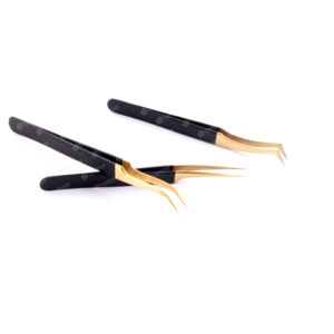 Pinzas de extensión de pestañas antiestáticas Juego de pinzas de pestañas de volumen recto y curvo de acero inoxidable con logotipo personalizado - Product Image 5