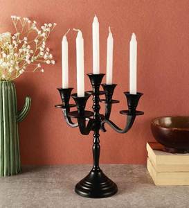 Chandelier à 5 bras en métal, support de bougie décoratif pour les fêtes, porte-bougie de Noël, fournitures pour événements, pièce maîtresse - Product Image 2