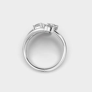 Bague de fiançailles en moissanite taille poire et marquise avec élégante bande croisée, design de bande ouverte unique, confectionnée en or massif 14 carats - Product Image 4