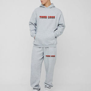Haute qualité 100% coton 300 GSM sur mesure hommes Jogging sport costumes deux pièces à capuche et pantalon Baggy survêtement pour hommes - Product Image 4