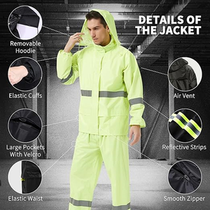 Traje Impermeable Ligero para Hombre y Mujer, Chaqueta y Pantalones Impermeables con Capucha Oculta para Actividades al Aire Libre - Product Image 2
