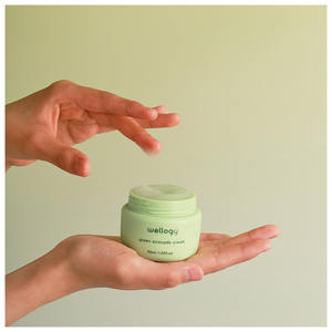 WELLOGY Lotion pour le visage certifiée végétalienne Crème verte d'avocat avec infusion puissante de niacinamide Crème hydratante apaisante - Product Image 1