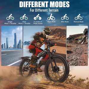 จักรยานไฟฟ้าพับได้มอเตอร์คู่ BIKE-5000W TT-E สำหรับผู้ใหญ่42MPH ชาร์จได้แรงดันไฟฟ้า63V 26x4ยางล้อใหญ่สำหรับทุกพื้นที่ - Product Image 4