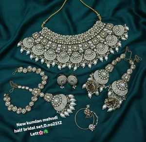 Ethnic Kundan <b>Gold</b>-Plated High Quality Bridal Choker Necklace Earring <b>Set</b> Green Enamel Turquoise Beads Latest Designed - Product Image 1