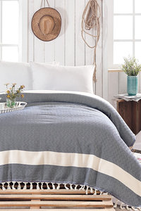 Manta de Toalla Turca con Diseño de Diamantes, 100% Algodón, Colección Clásica, Manta para Cama - Product Image 6