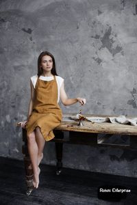 ผ้ากันเปื้อนผ้าลินินธรรมชาติสำหรับผู้หญิงและผู้ชายสำหรับใช้ในเชิงพาณิชย์อาหารและสวน - Product Image 5