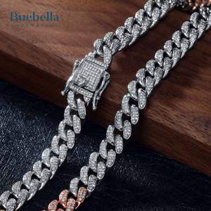 Venta caliente 14K oro y 925 plateado 8mm Moissanite diamante tricolor cadena de eslabones cubanos para hombres - Product Image 3