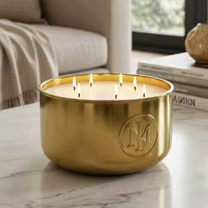 Porte-bougie décoratif en métal de taille personnalisée Pot à cire Jarre à bougie profonde Conteneur pour la fabrication de bougies Décoration de porte de bureau à domicile - Product Image 1