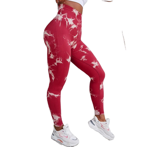 Fille chaude taille haute sans couture cravate teinture Leggings de gymnastique vêtements de sport vêtements de Yoga Fitness pantalons d'entraînement Leggings vêtements de course - Product Image 2