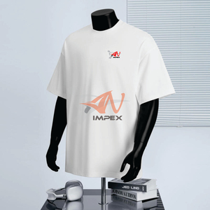 เสื้อยืดคอกลมทรงหลวมผ้าฝ้าย 300 กรัม สำหรับผู้ชาย แฟชั่นสั่งทำ สีดำและสีขาวล้วน แขนสั้น พิมพ์ลายดิจิทัลบนผ้าเจอร์ซีย์ - Product Image 1