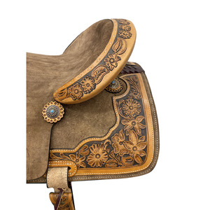 Meilleures offres Selle de type baril avec billettes dorsales 3 pouces de large circonférence dorsale Matériau en cuir véritable Utilisation de l'équitation Exportateurs - Product Image 3