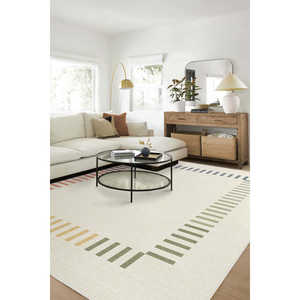 Marlowe Ivory Rainbow Kilim <b>Rug</b> Handmade Flatwoven Polyester Carpet for Living Room Abstract Pattern for Hallway Use - Product Image 3