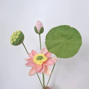 Fleurs artificielles au crochet faites à la main, motifs lotus et coquilles de graines, accessoires de photographie, décoration intérieure et bouquets de mariage - Product Image 3