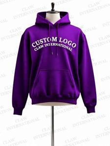 Customizable Men's Heavyweight 100% Cotton Pullover Hoodie Winter Solid Pattern <b>Fleece</b> with Embroidered <b>Thermal</b> Technique - Product Image 6