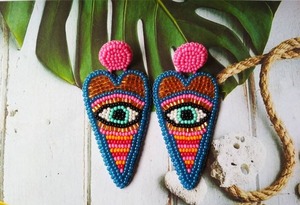 Handmade Embroidery Braid Drop Earrings, Eco Seed <b>Beads</b> Flower Bamboo Pearl <b>Shell</b> Rattan Earring for Women - Product Image 4