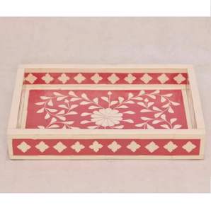 Suministro directo de fábrica Bandeja rectangular antigua única Mango de madera de perla madre Varios diseños para servir Eco-Friendly para Eid - Product Image 4