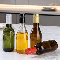 Bouteilles en verre transparent vert ambré écologiques de luxe personnalisées 187 ml pour l'emballage de vin, de tequila et de brandy, étanches