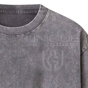 Camiseta de lavado ácido de buena calidad, camisetas de lavado ácido de gran tamaño con logotipo personalizado de Hip Hop de calle para hombres - Product Image 3