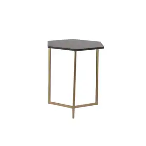 Hexa Shape Marble Iron Made With 3 Legs Center <b>Table</b> Home Office 16 X 16 X 20 Inches Black <b>Gold</b> 11 Original Indian Manufacture - Product Image 1