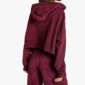 Détaillant Vintage Acid Wash 2 en 1 Sweat à capuche zippé d'hiver lourd pour femme 100% coton - Product Image 2