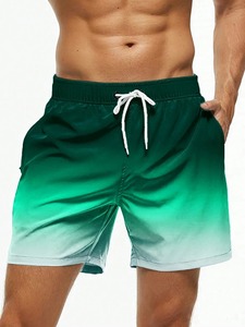Bañador de verano para hombre, pantalones cortos de playa con cordón de bloque de Color degradado con cintura elástica, ropa de calle transpirable con estampado 3D - Product Image 6