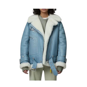 Vestes en cuir véritable pour femmes, col rabattu personnalisé, uni, teinture unie, qualité supérieure, élégantes, décontractées, streetwear d'hiver - Product Image 2