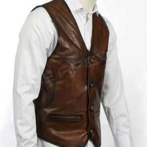 Dernière mode, gilet en peau de vache robuste de qualité supérieure, gilet en cuir véritable sans manches pour hommes, veste en tissu tricoté - Product Image 3