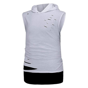 2024 vente chaude personnalisé blanc plaine sans manches Hip Hop sweats à capuche pour hommes Polyester/coton - Product Image 6