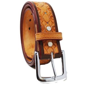 Top fournisseur de ceinture en cuir de vache de style occidental entièrement sculpté en alliage de métal pour boucle personnalisé Cowboy Strap fabricant en gros - Product Image 2