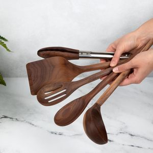 High Quality Eco-Friendly <b>Wooden</b> Kitchen Utensil Set Long Handle Includes Turner Tongs Slotted Spoon <b>Ladle</b> Best Spoons-Bulk - Product Image 3