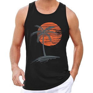 Camiseta sin mangas ligera transpirable para hombre, camiseta de compresión de algodón pesado para gimnasio, camiseta para correr sin mangas acanalada - Product Image 1