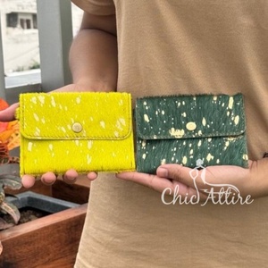 กระเป๋าสตางค์แบบคาดผมบนหนังวัวสีเมทัลลิค, กระเป๋าใส่บัตรเครดิตหนังแท้แบบตะวันตกกระเป๋าใส่เงินสดสำหรับผู้หญิงทำจากหนังแท้ทั้งตัว - Product Image 1