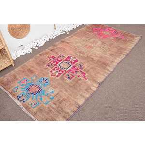 พรมวินเทจขนาด 3.6x7.9 ฟุต พรมตุรกี พรมลายสัตว์สีน้ำตาลชมพู - Product Image 4