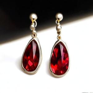 พลอยโกเมนสไตล์เรียบง่าย925ต่างหูห้อยเงินสเตอร์ลิงแข็งสำหรับผู้หญิงเครื่องประดับแฟชั่นทำด้วยมือ - Product Image 5