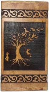 Urnes décoratives Urne en bois Stockage des cendres Fille Swinging Tree Gravure Design Grande crémation personnalisée pour les cendres Bois de manguier - Product Image 3