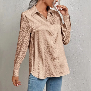 Nuevas camisas de verano con estampado de sublimación para mujer, diseño elegante, mangas completas, venta al por mayor, camisas informales de algodón 100% para mujer - Product Image 1